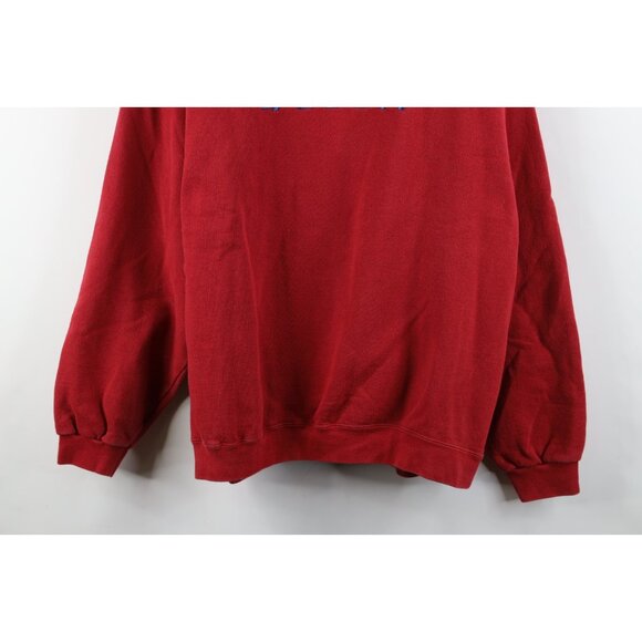 Vintage 90s Fossil Watch Mens Medium Faded Spell Out Crewneck Sweatshirt Red USA - Picture 3 of 14